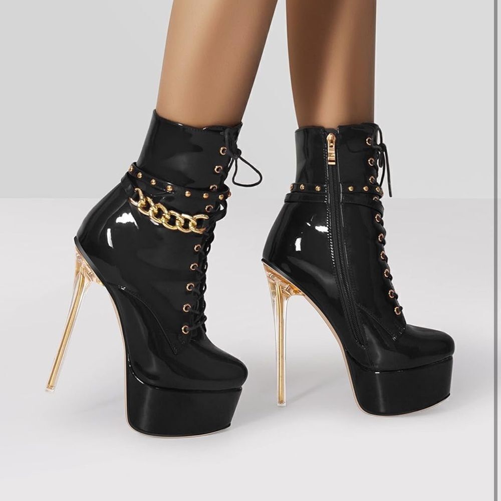 Black Patent Leather Platform Boots